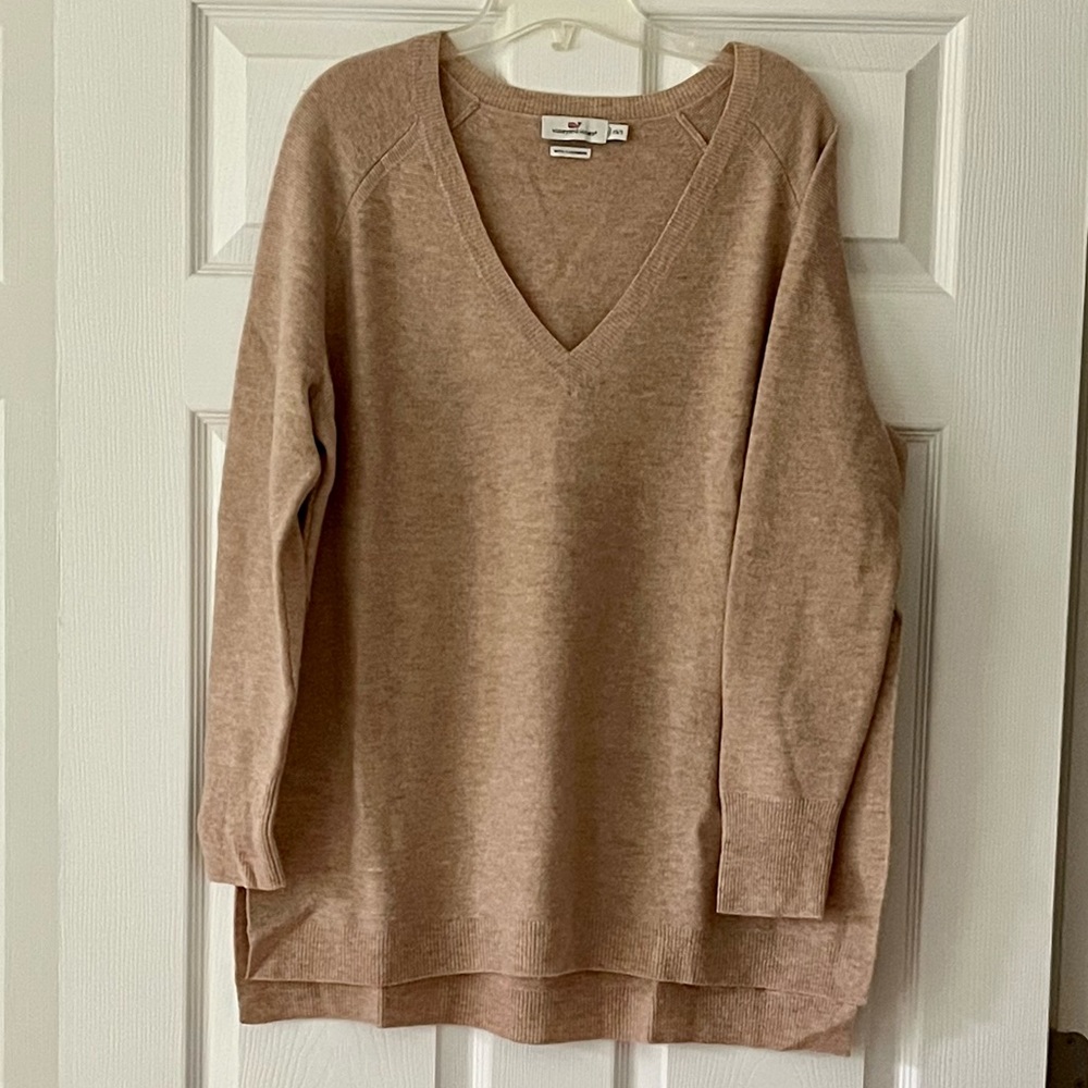 EUC Vineyard Vines Cozy V-Neck Poncho Size XS/S Dark Tan